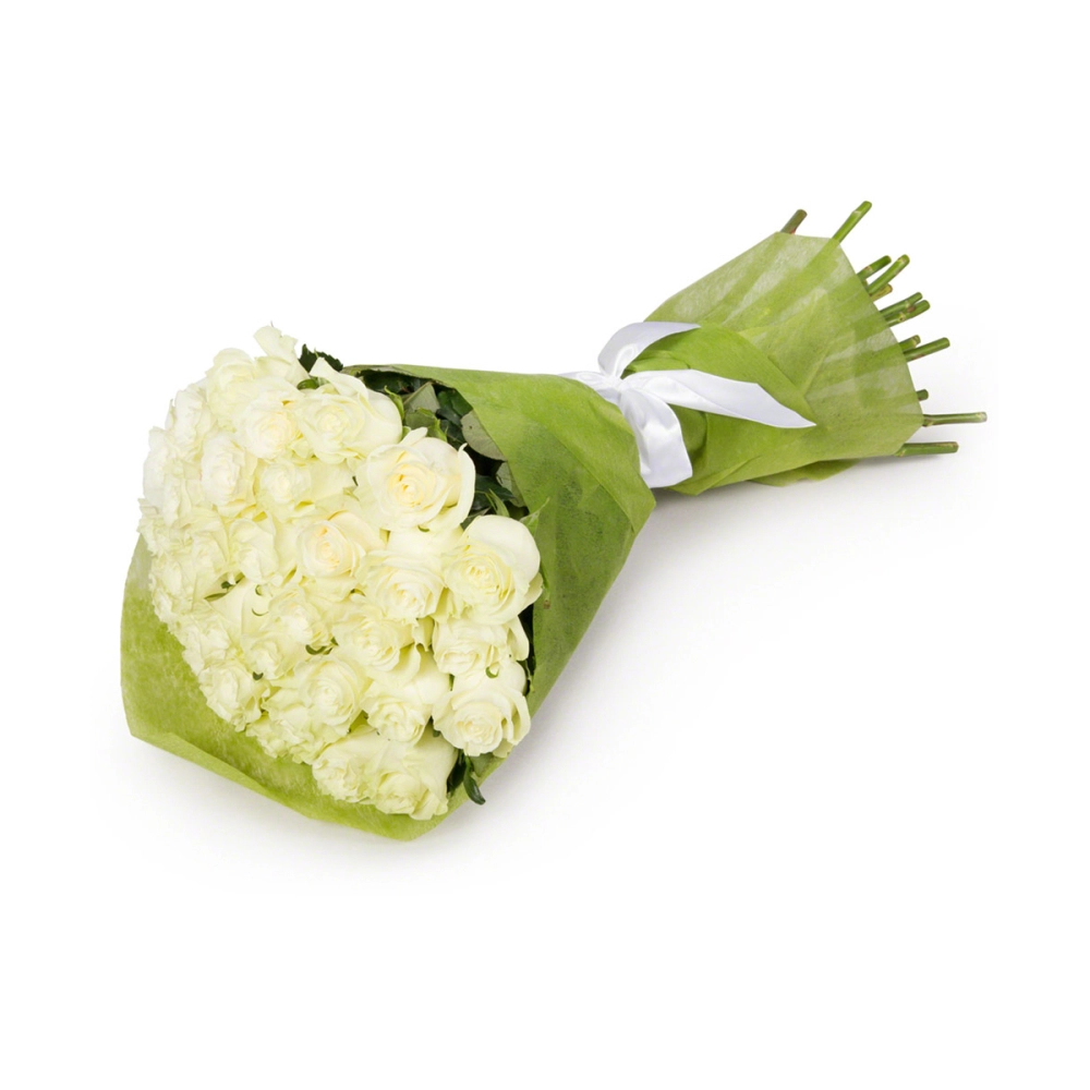 Букет из 35 белых роз в фетре Букет из 35 белых роз в фетре
