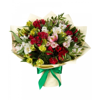 Букет «Теплые чувства» – разноцветные альстромерии с нежным посылом Барнаул Алтайский край Букет «Теплые чувства» – разноцветные альстромерии с нежным посылом Барнаул Алтайский край