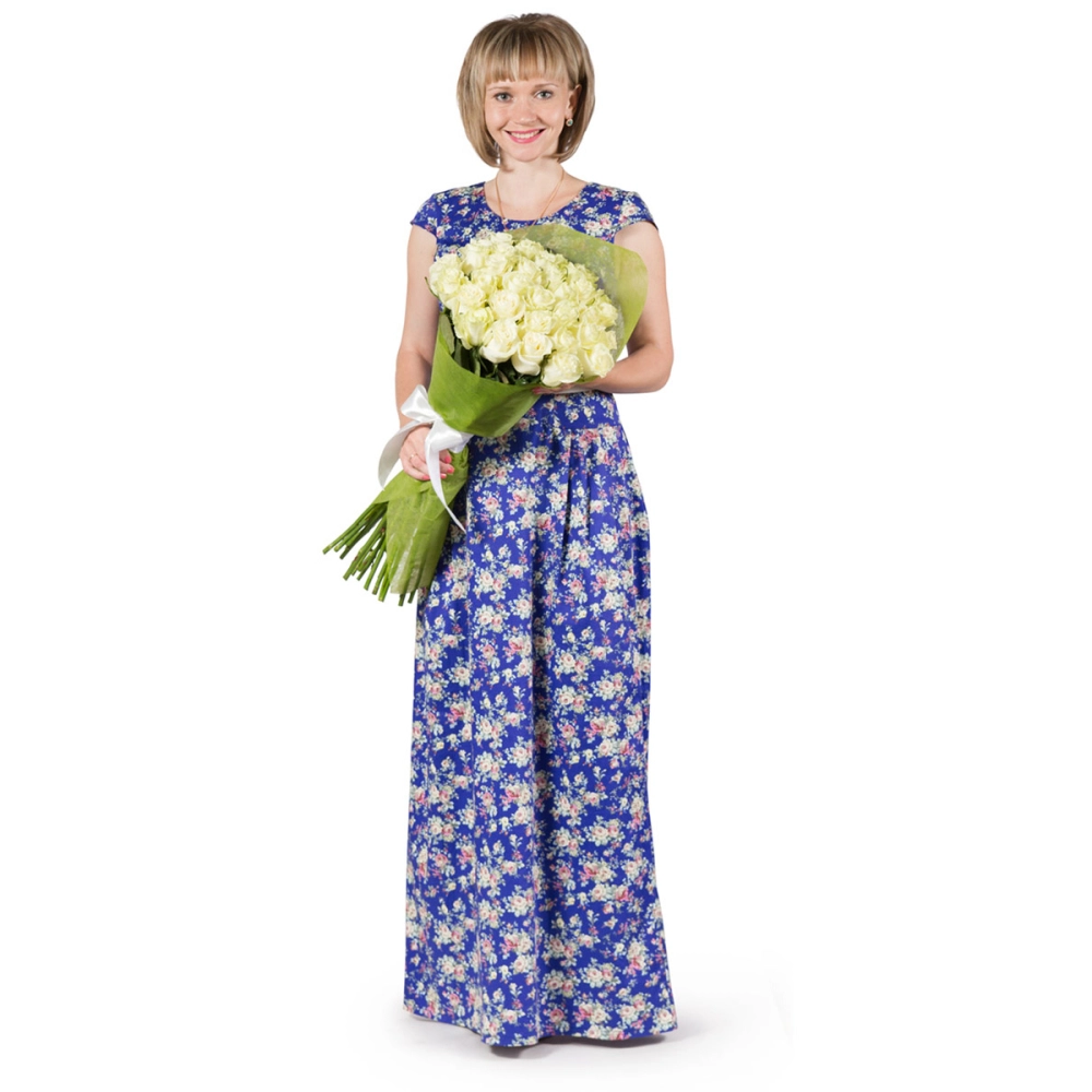 Букет из 35 белых роз в фетре Букет из 35 белых роз в фетре