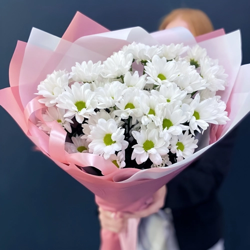 Букет «Розовое счастье» – нежность белых хризантем Барнаул Алтайский край Букет «Розовое счастье» – нежность белых хризантем Барнаул Алтайский край