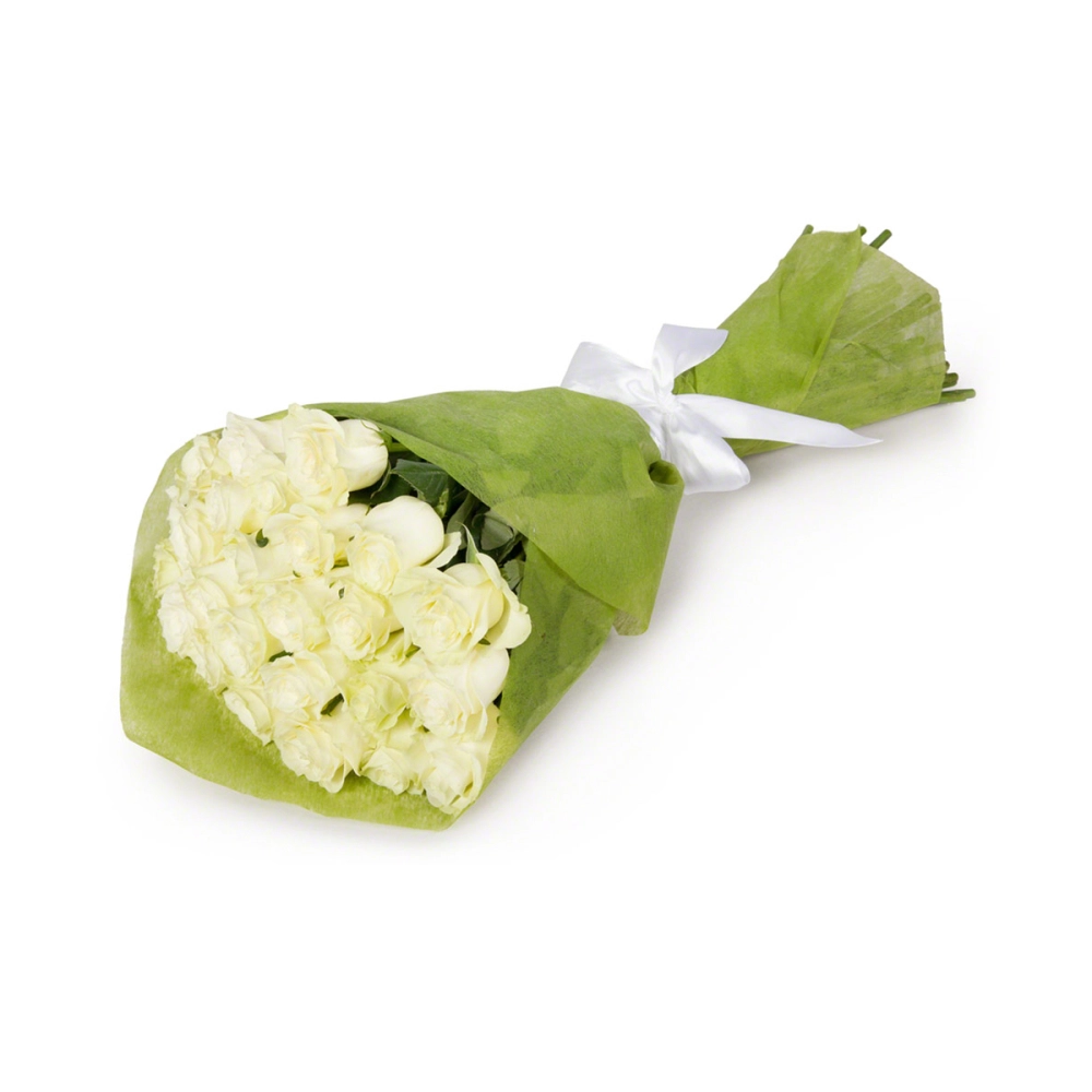 Букет из 25 белых роз в фетре Букет из 25 белых роз в фетре