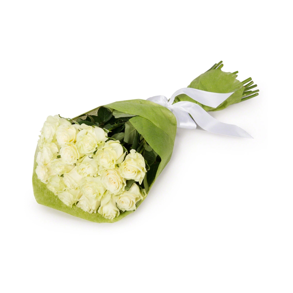 Букет из 21 белой розы в фетре Букет из 21 белой розы в фетре