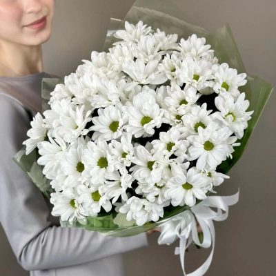 Букет «Мечты о лете» – свежесть белых хризантем Барнаул Алтайский край
