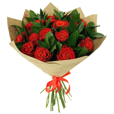 Букет «Фейерверк чувств» – 15 красных эквадорских роз для ярких признаний Барнаул Алтайский край