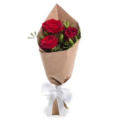 Букет из 3 красных роз – символ любви и нежности Барнаул Алтайский край