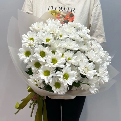 Букет «Летнее настроение» – свежесть белых хризантем Барнаул Алтайский край