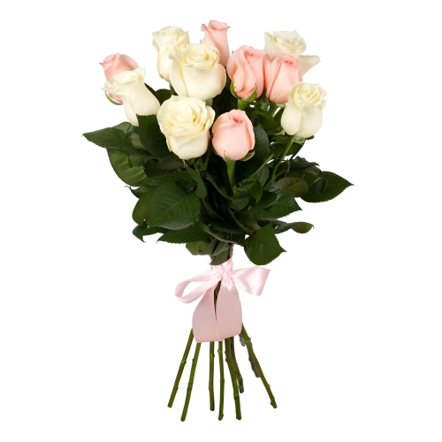 Букет из розовых и белых роз Барнаул Алтайский край