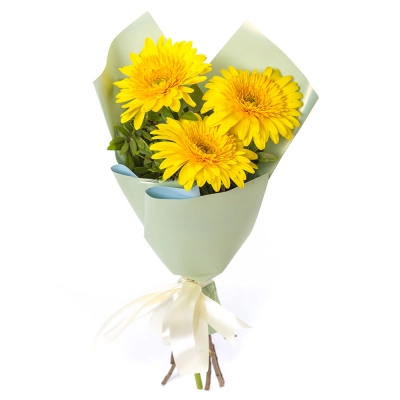 Яркий букет из 3 жёлтых гербер – частичка солнечного света Барнаул Алтайский край Яркий букет из 3 жёлтых гербер – частичка солнечного света Барнаул Алтайский край